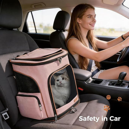 Lekereise Pet Carrier Backpack Expandable Cat Backpack for Small Dogs Cats, Dog Backpack Bag with Breathable Mesh, Pink