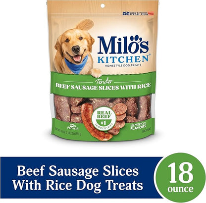 Milo's Kitchen Beef Sausage Slices With Rice Dog Treats, 18 Ounce
