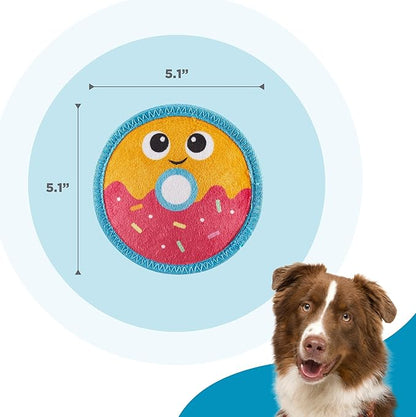 Outward Hound Tough Skinz Durable Squeaky Dog Toy with Two Tough Layers, Donut, Multicolor, Small