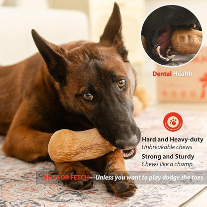 Willjoy 2-Pack Tough Dog Toys for Aggressive Chewers, Pine Wood and Nylon Dog Chew Toys, Aggressive Chew Toys for Large Dogs, Bacon Indestructible Dog Toy, Large Dog Toys to Keep Them Busy