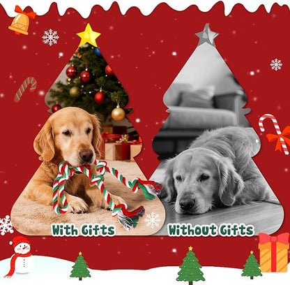 Christmas Heavy Duty Dog Toy for Aggressive Chewers – Tough Chew Toys for Large Dogs, Ideal for Tug-of-War & Teeth Cleaning, with 3 Rope Toys & 2 Dog Supplies