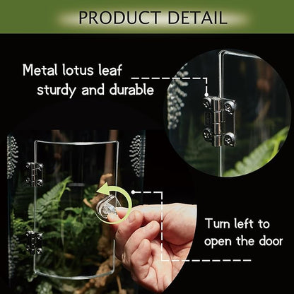 Acrylic Terrarium for Reptiles & Spiders – Small/Medium/Large Leak-Proof Enclosure (Horizontal/Vertical) | Ideal for Tarantulas, Jumping Spiders, Frogs & Geckos(Large, Round)