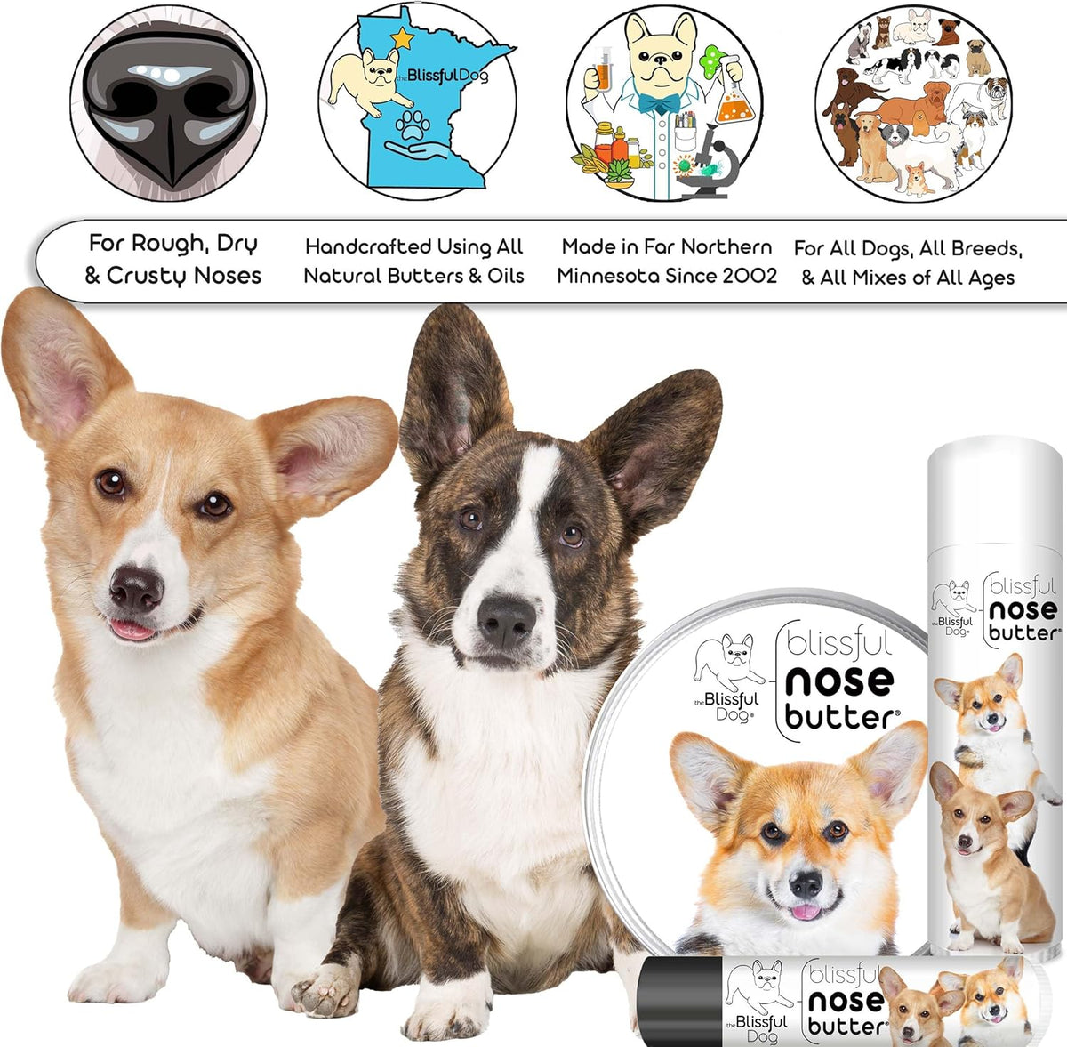 The Blissful Dog Corgi Unscented Nose Butter, 8-Ounce
