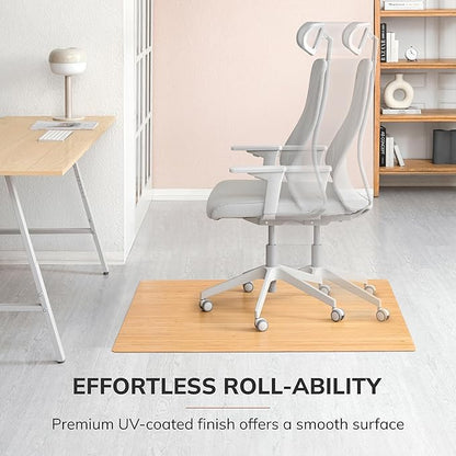 Anji Mountain Office Chairmat Thickest & Sturdy Bamboo Chairmats Highly Premium Quality Anti-Slip Heavy Duty for Multi-Purpose Hardwood Floor Office & Home Floor Protector Office Chair mat-5mm Thick