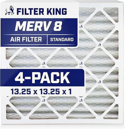 Filter King 13.25x13.25x1 Air Filter | 4-PACK | MERV 8 HVAC Pleated A/C Furnace