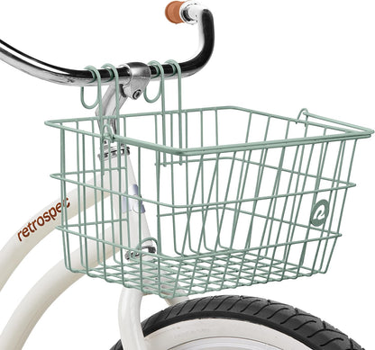 Retrospec Apollo-Lite Lift-Off Bike Basket - Detachable Steel Handlebar Basket with Carrying Handle for Commuting, Shopping & Beach Trips - 14.5in x 9.5in Weather-Resistant Biking Gear