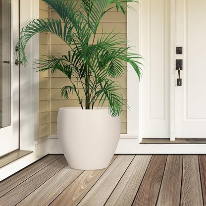YNNICO Plant Pots 17.5/14.8/12.2 inch Set of 3, Flower Pots with Drainage Holes, Large Planters for Indoor Outdoor Garden Plants and Flowers. (Light Beige)