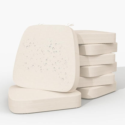 17'' x 16'' x 2.5"Thick Chair Cushions for Dining Chairs, 8 Pack WaterProof Easy Clean Kitchen Chair Pads with Ties and Non-Slip Backing - 30D High Elastic Foam Soft Kitchen Chair Cushions