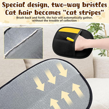 2PCS Pet Hair Remover Gloves, Electrostatic Pet Hair Removal Gloves for Cats & Dogs, Reusable Double Sided Pet Hair Remover,Versatile Grooming Gloves for Washing, Deshedding, Grooming