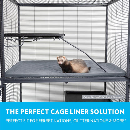 Paw Inspired Fitted Fleece Liner for Ferret Nation, Critter Nation Cage for Ferrets, Rats, Chinchillas, Hedgehogs & Other Small Animals (Gray, Top Pan Liner)