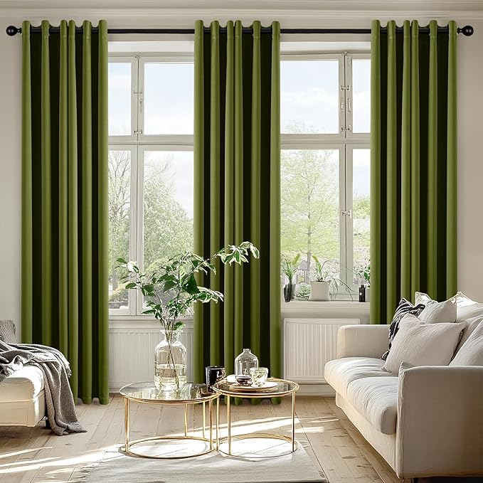 MIULEE Light Olive Green Blackout Curtains