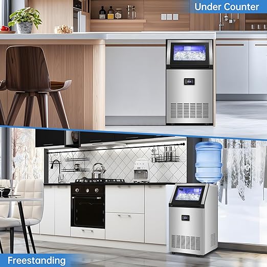 Commercial Ice Maker Machine 200 Lbs/24H, 35 Lbs Ice Bin, Undercounter Ice