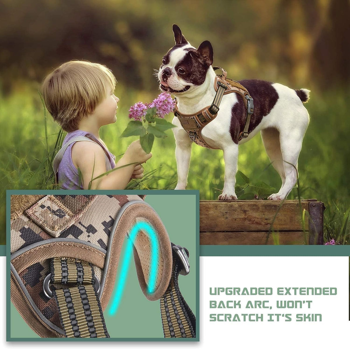 BUMBIN Tactical Dog Harness for Small Dogs No Pull, Famous TIK Tok No Pull Puppy Harness, Fit Smart Reflective Pet Walking Harness for Training, Adjustable Dog Vest Harness with Handle Desert Camo XS