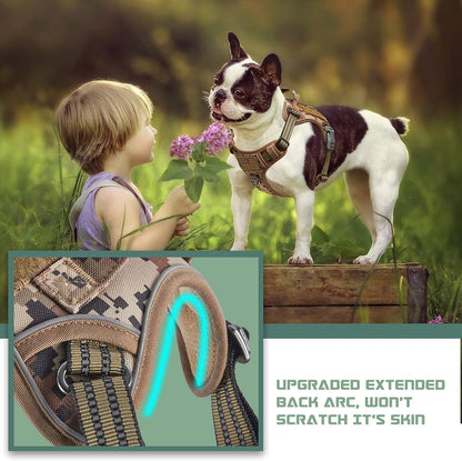 BUMBIN Tactical Dog Harness for Small Dogs No Pull, Famous TIK Tok No Pull Puppy Harness, Fit Smart Reflective Pet Walking Harness for Training, Adjustable Dog Vest Harness with Handle Desert Camo XS