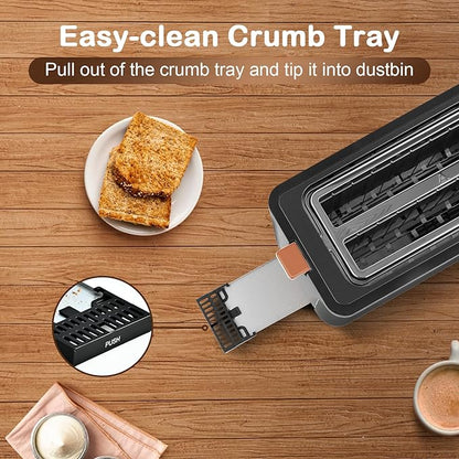 Mecity 4 Slice Toaster, Long Slot Toaster