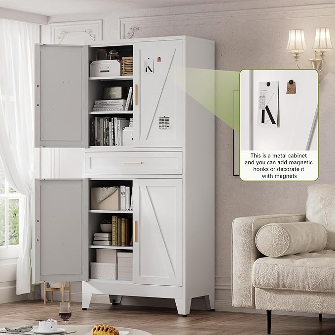 COFaR 71" Tall Kitchen Pantry, Farmhouse Storage Cabinet