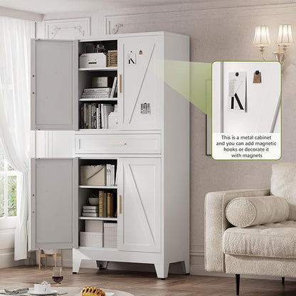 COFaR 71" Tall Kitchen Pantry, Farmhouse Storage Cabinet