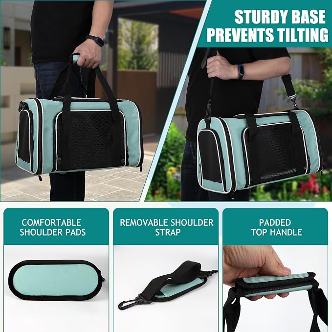 Top tasta Dog Cat Carrier Pet Carriers for Small Medium Large Cats Dogs Carrier Soft Sided Small Puppy Dog Carrier Portable Foldable Airline Approved Dog Cat Travel Carrier Green Large
