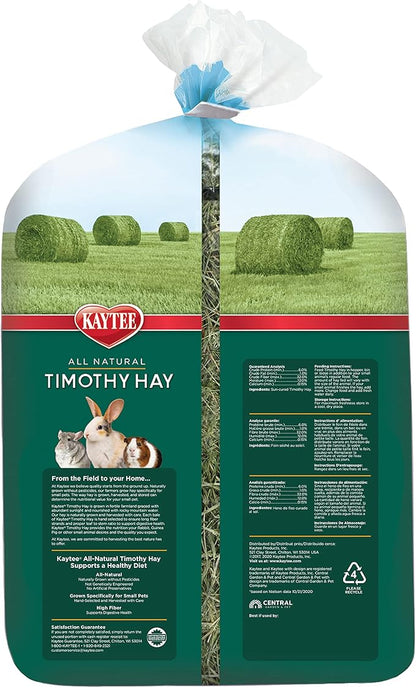 Kaytee Timothy Hay, High Fiber, Grown Specifically for Small Animals, Rabbits, Guinea Pigs, Chinchillas, 96 Ounces