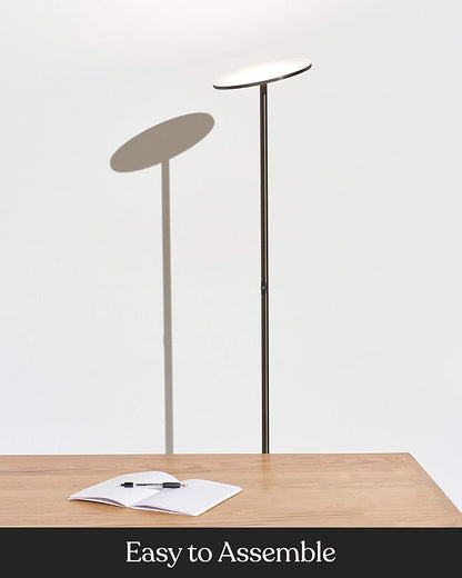 Brightech Sky LED Floor lamp, Torchiere Super Bright Floor Lamp for Living Rooms & Offices - Dimmable, Tall Standing Lamp for Bedroom Reading - Bronze