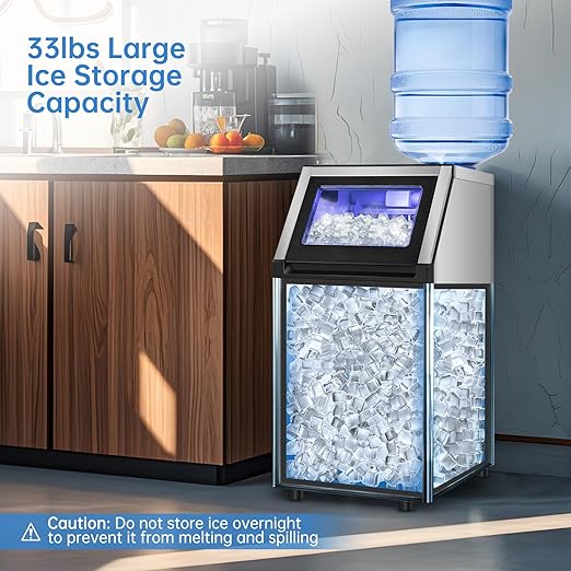 Commercial Ice Maker Machine 200 Lbs/24H, 35 Lbs Ice Bin, Undercounter Ice