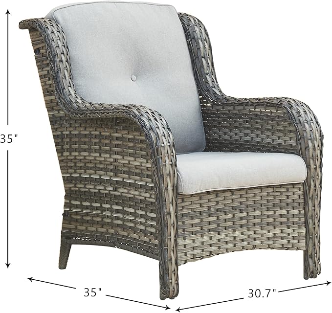 Rilyson Patio Chairs Outdoor Wicker Chair - Rattan Dining Chairs Porch Chairs Outside Club Chairs with High Back and Deep Seating(Mixed Grey/Grey)