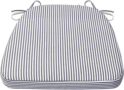 AAAAAcessories D-Shaped Chair Cushions, Featuring Ties and Removable, Machine-Washable Cover, 2'' Thick Seat Pads for Kitchen and Dining Rooms, 17'' x 16'', Pinstripe Dark Gray