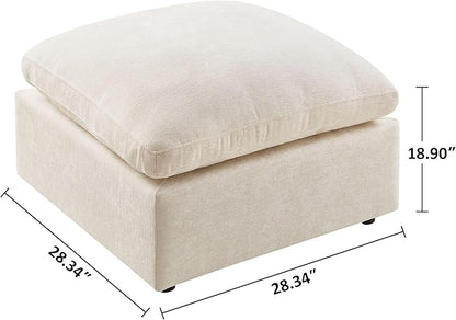 VANOMi Upholstered Square Modular Ottoman for Modular Sectional Sofa, Ottoman Footrest and Seat Cube for Living Room, Chenille