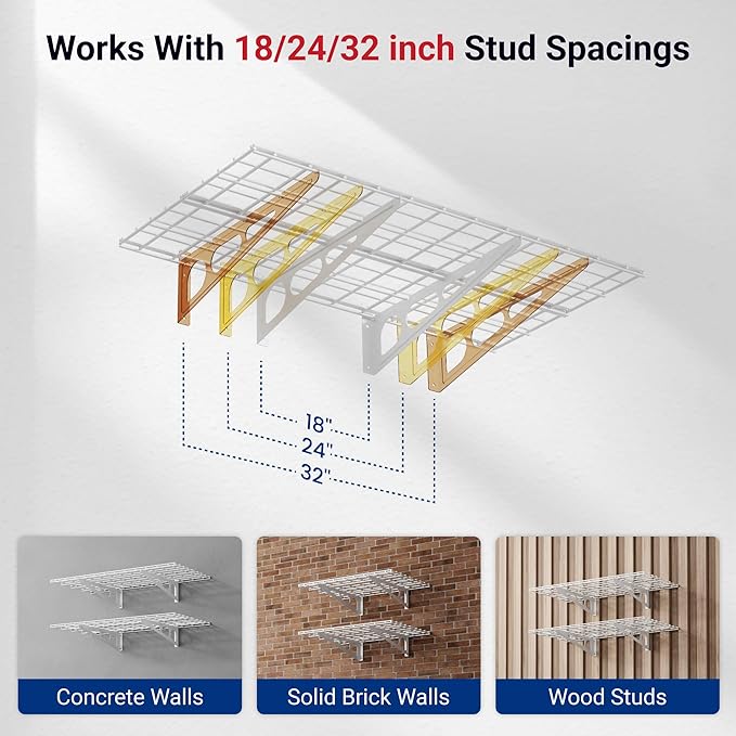 FLEXIMOUNTS 2-Pack 2x4ft 24-inch-by-48-inch Wall Shelf Garage Storage Rack Wall