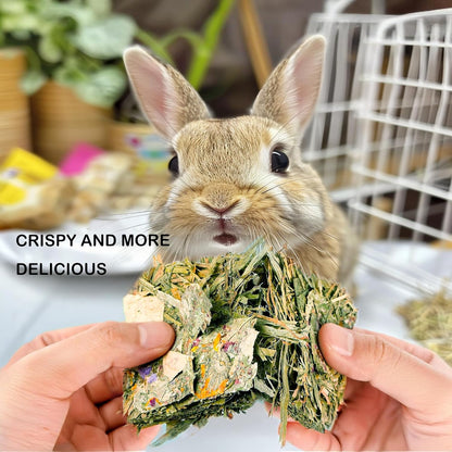 Rabbit Toys 20 Pack Bunny Toy Bunny Chew Toy Guinea Pig Treats Timothy Hay Toys Chips with Herbal Flowers Timothy Hay Grass Hamster Snacks Chinchillas Gerbils for Small Animals Teeth