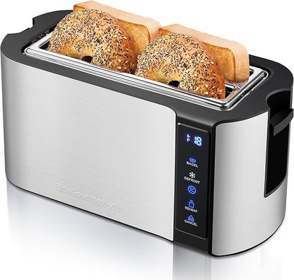 Elite Gourmet ECT5322 Long Slot 4 Slice Toaster, Countdown Timer, Bagel