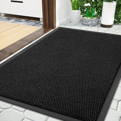 Yimobra Doormat Outdoor Indoor Entrance 36 x 24, All-Season All-Weather Front Door Mat, 100% Waterproof Welcome Matt for Floor Garage Outside Entry, Stain and Fade Resistant,Black
