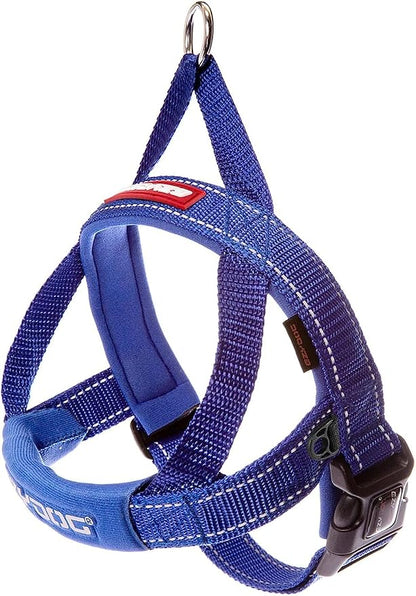 EzyDog Quick Fit Dog Harness, Soft Neoprene Padding - XX-Small, Blue | Fast One-Click Buckle, Adjustable Fit, Strong Reinforced Materials, Reflective Stitching, No Pull Dog Harness, Easy Walking