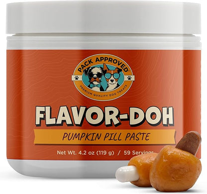 Flavor-Doh - Flavored Pill Wrap for Dogs to Hide Capsules and Create Pill Treats for Dogs - Easy-to-Use Treat Paste for Pet Medication - Pumpkin (4.2oz)