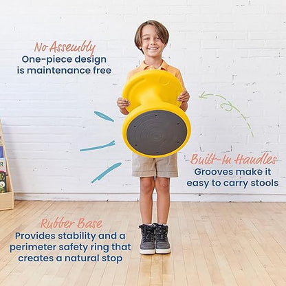ECR4Kids Twist Wobble Stool, 14in Seat Height, Active Seating, Yellow