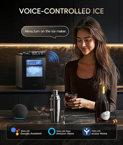 ecozy Smart Nugget Ice Maker Countertop, First Full-Color Smart Panel Ice