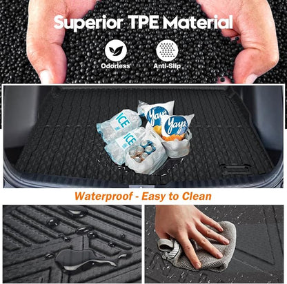 KUST Trunk Cargo Mat for Honda CR-V 2017-2022 (Upper Deck Position) (No Hybrid), All Weather Rear Cargo Liner for CRV Accessories Car Mat Cover TPE Rubber Raised Edge