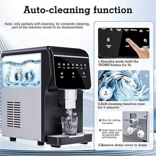 Nugget Ice Maker 66Lbs/24H Chewable Pellet Ice Machine, Built-in 6lbs Ice