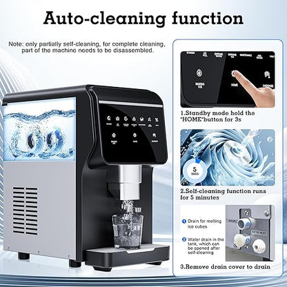Nugget Ice Maker 66Lbs/24H Chewable Pellet Ice Machine, Built-in 6lbs Ice