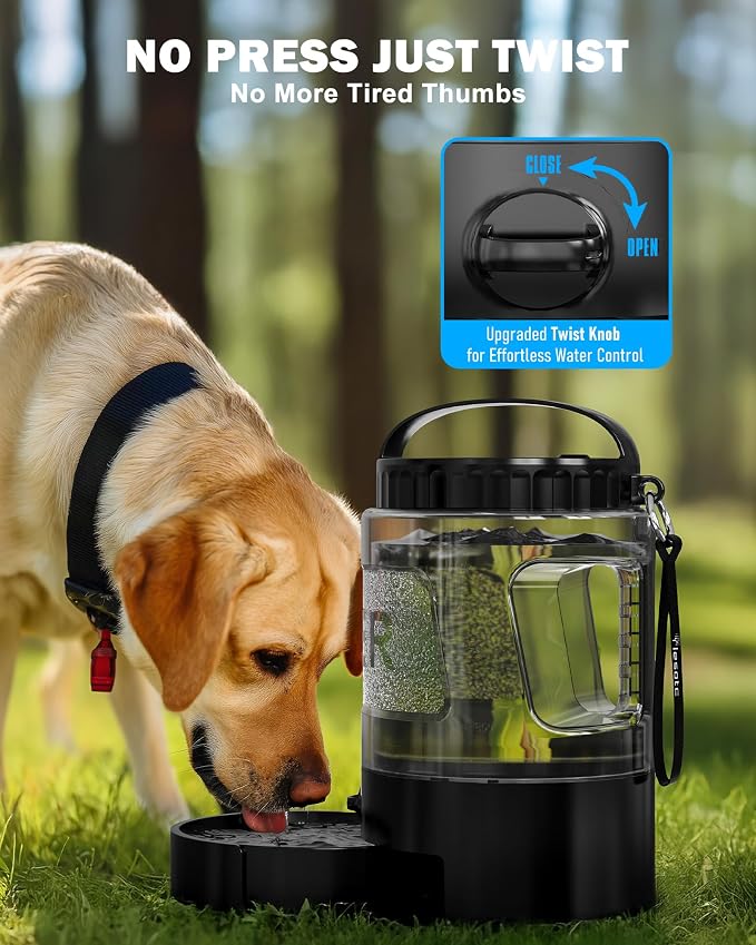 lesotc 95OZ Large Dog Water Bottle,Portable Travel Water Bowl for Dogs Camping Hiking Traveling Beach Park Accessories,Dog Water Bowl Dispenser with Pull-Out Drinking Bowls,Leak Proof Pet Water Bottle