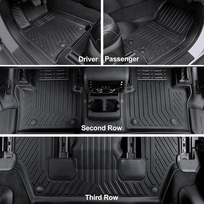 Floor Mats for 2021-2025 2026 Jeep Grand Cherokee L (6-Seater w/o 2nd Row Center Armrest Only), TPE All Weather Protection Durable Trunk Cargo Mat for Jeep Grand Cherokee L Accessories