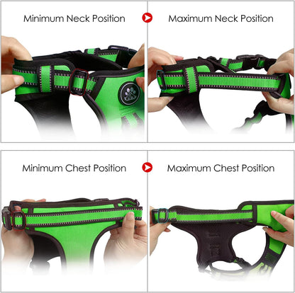 NESTROAD No Pull Dog Harness,Adjustable Oxford Dog Vest Harness with Leash,Reflective No-Choke Pet Harness with Easy Control Soft Handle for Large Dogs(Large,FluorescentGreen)