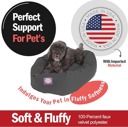 Majestic Pet Bagel Calming Dog Bed, 24 Inch Small, Round, Washable, Gray | Cozy Soft Fluffy Donut Pet Bed with Spine Support for Head Rest – Anti-Anxiety Comfort for Puppies & Dogs, 24x19x7 Inches