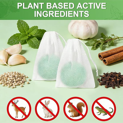 24 Pack Deer & Rabbit Repellent Balls for Outdoor Use, Long-Lasting Scent Deterrent, Helps Protect Plants, Garden, Lawn & Yard from Browsing Animals
