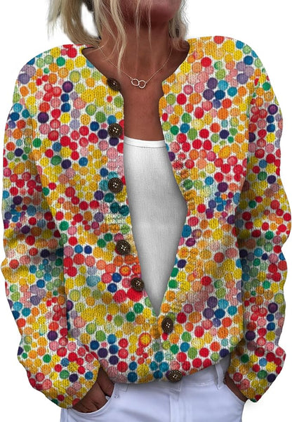 Women Sweaters Cardigan Fashion Long Sleeve Crewneck Sweaters Button Chunky Outerwear Fall Winter Casual Wear