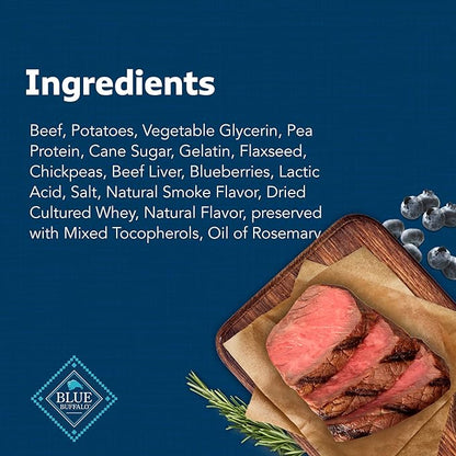 Blue Buffalo Stix Natural Soft Moist Dog Treats TOGO Beef Recipe, 1oz Bags, Pack of 12