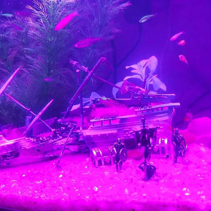 Aquarium Fish Tank Decorations, Decor Accessories Set for Glofish/Betta Fish Bowl, Small Landscape Ornaments for Guppy Fishtank, Figurines of Undead Pirates at the Bottom of the Caribbean, Cupronickel