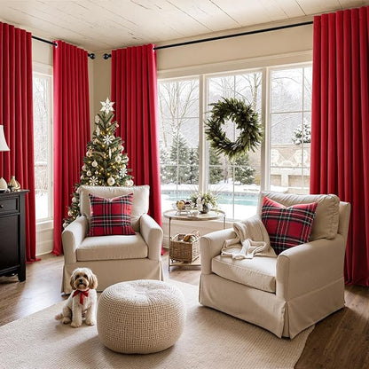 MIULEE Christmas Red Blackout Curtains