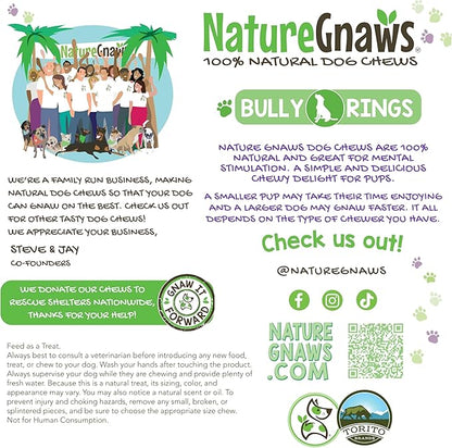Nature Gnaws Bully Stick Rings for Dogs (5 Count) - Long Lasting for Aggressive Chewers - Natural Beef Dog Chew Bones - Rawhide Free