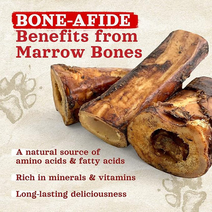 Natural Farm Dog Bones for Large Dogs (5-6 Inch, 2-Pack), 100% Beef Bone Marrow Dog Treats, High in Minerals & Vitamins, Grain-Free, Long-Lasting Bones Chews, Supports Dental Health